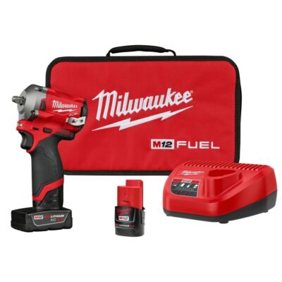 Milwaukee 2554-22 M12 FUEL Stubby 3/8″ Impact Wrench Kit