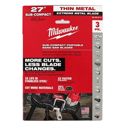 Milwaukee 48-39-0711 27″ 18 TPI Extreme Thin Metal Bandsaw Blades 3 Pack Sub Compact