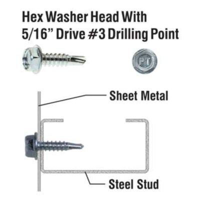 Primesource HWD14112 14 Dia X 1-1/2″ Length Hex Washer Head Zinc 2000