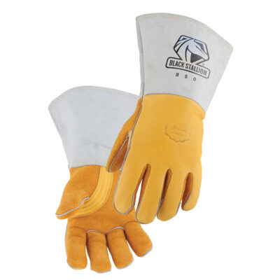 Black Stallion 850L Premium Grain Elkskin Stick Welding Gloves with Nomex Lined Back, Large