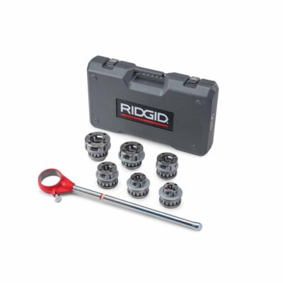 RIDGID 55207 Threader, 12-R 1/2″ – 2 ” NPT Exposed Ratchet Threader Set for Plastic Coated Pipe