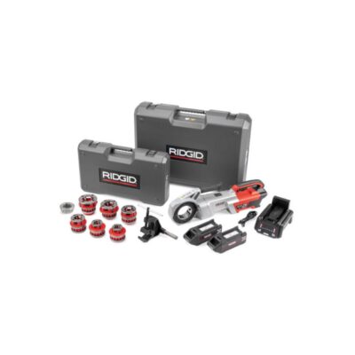 Ridgid 72023 760 FXP Power Drive (12-R), 2x 4Ah FXP Batteries, FXP Charger, 1/2-2″ 12-R NPT Die Head Set, Support Arm, Case